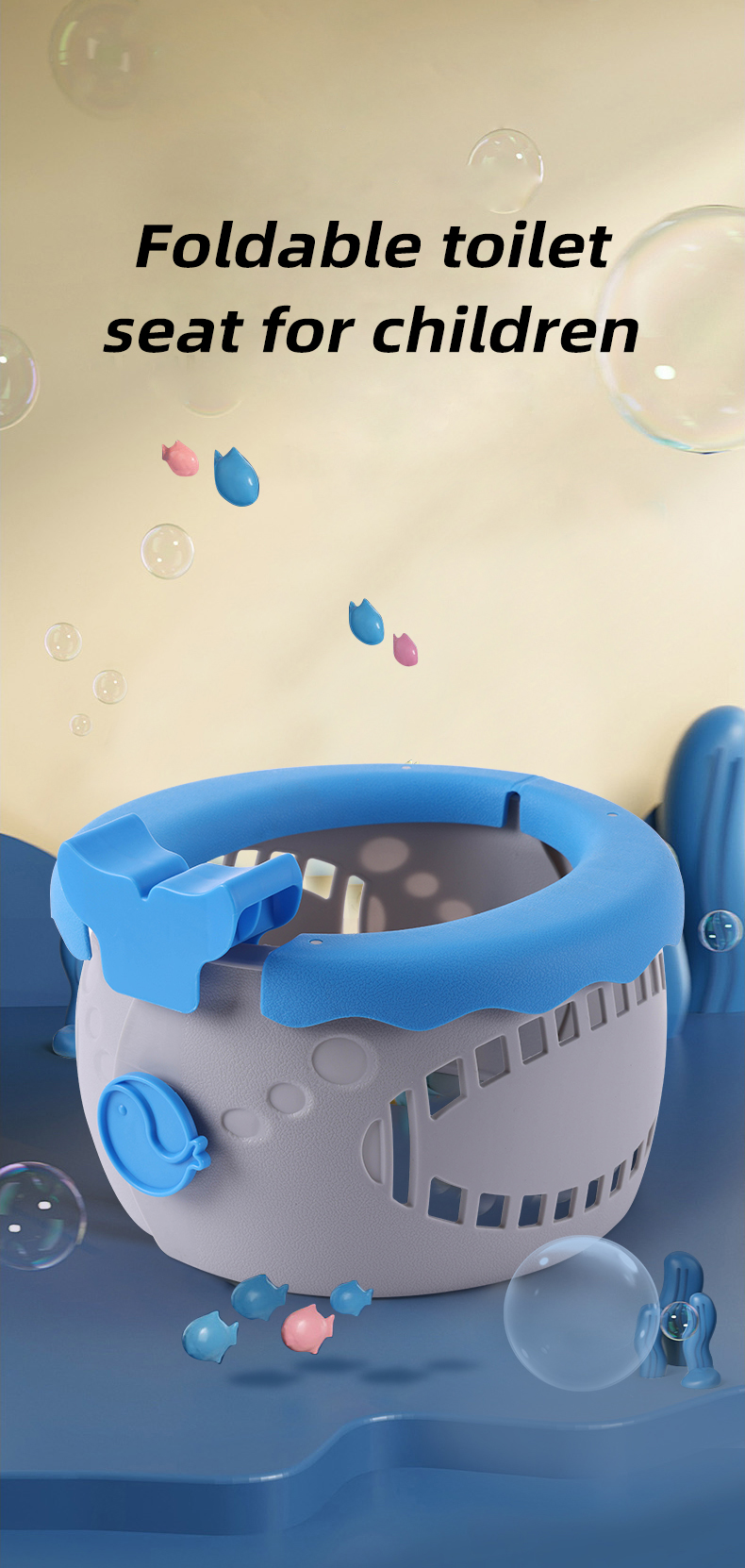 Portable Serenity Blue Baby Toilet With Customized Logo Foldable Soft Potty Training Seat