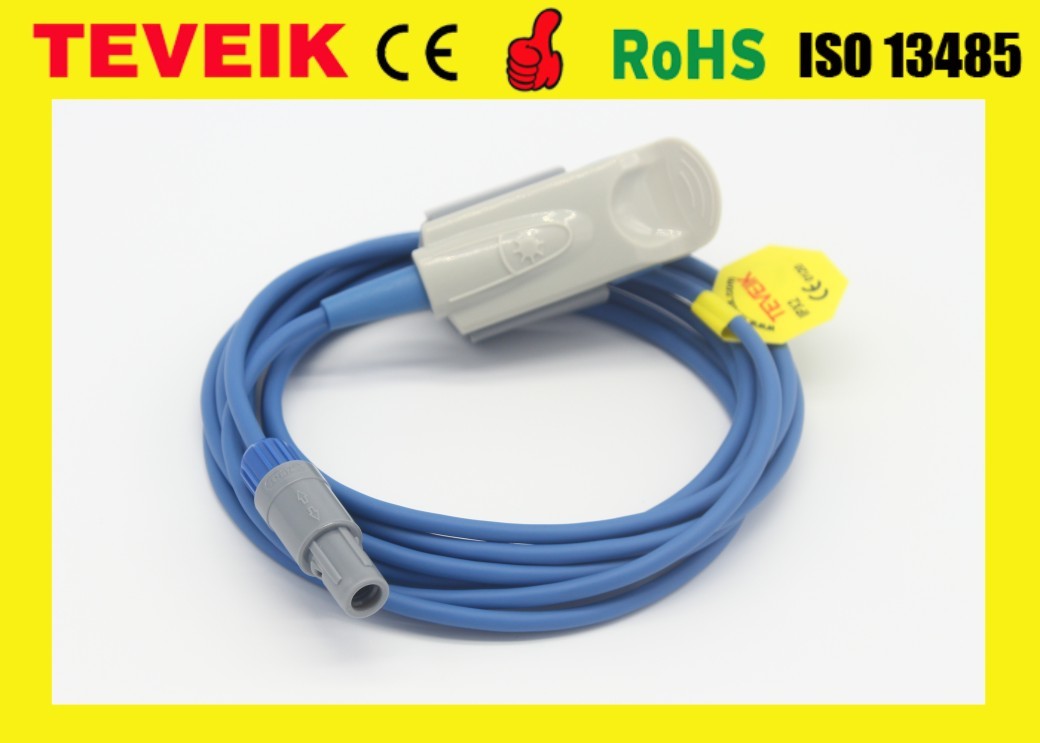 MS3-109069 Edan Compatible SpO2 Sensor, Readel 6pins Audlt Finger Clip Medical cable