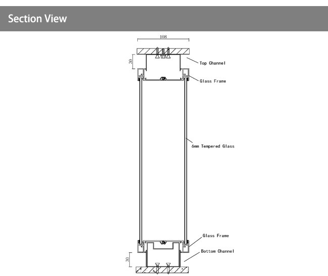easy installation 108mm thickness frame 5+5 double glass partition wall pre-fabricated glass