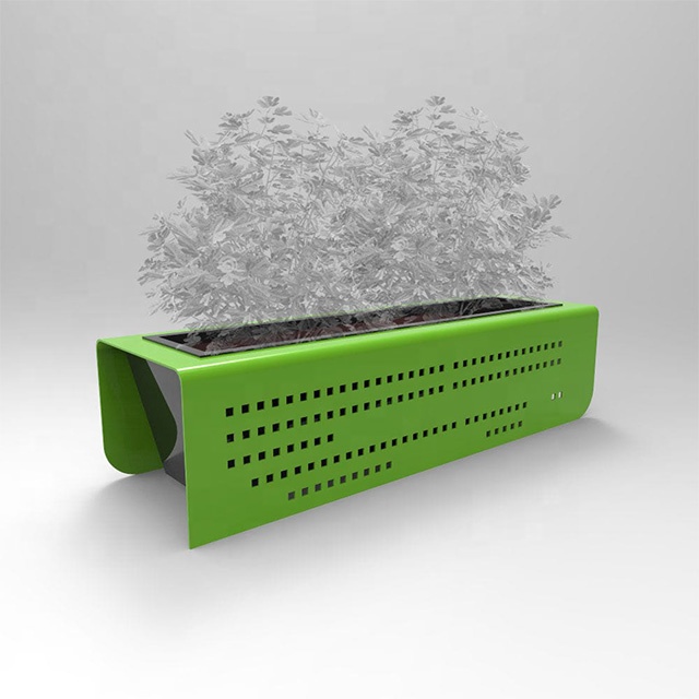 Factory Customized Modern Design Planter Pot Large Rectangular Perforated Steel Flower Pot Public Street Park Planter Bo