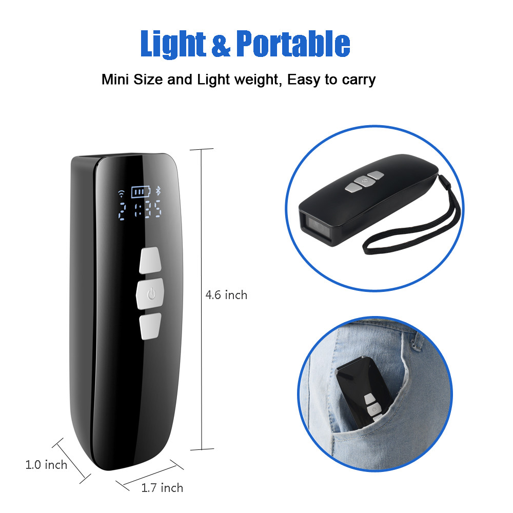 Small 2d Wireless Bluetooth Barcode Scanner Reader Portable 640x480 Cmos