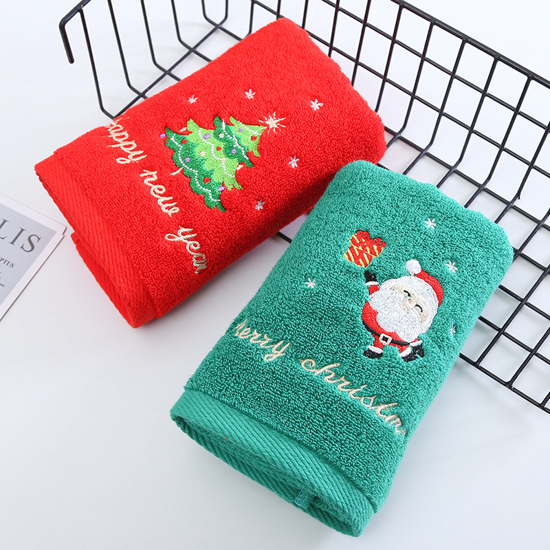 ALL Age Christmas Towels Pure Cotton Face Towels in 2 Gift Boxes for Gifts and ALL Ages