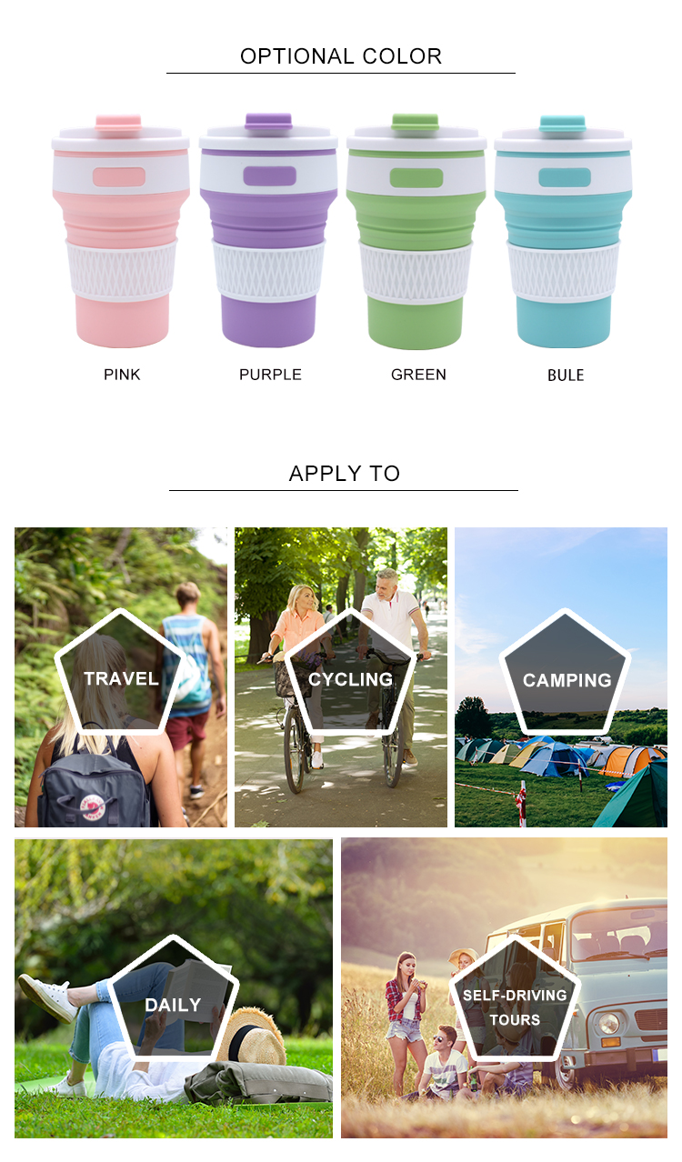FDA Standard 350ML Bpa Free Collapsible Silicone Coffee Cup