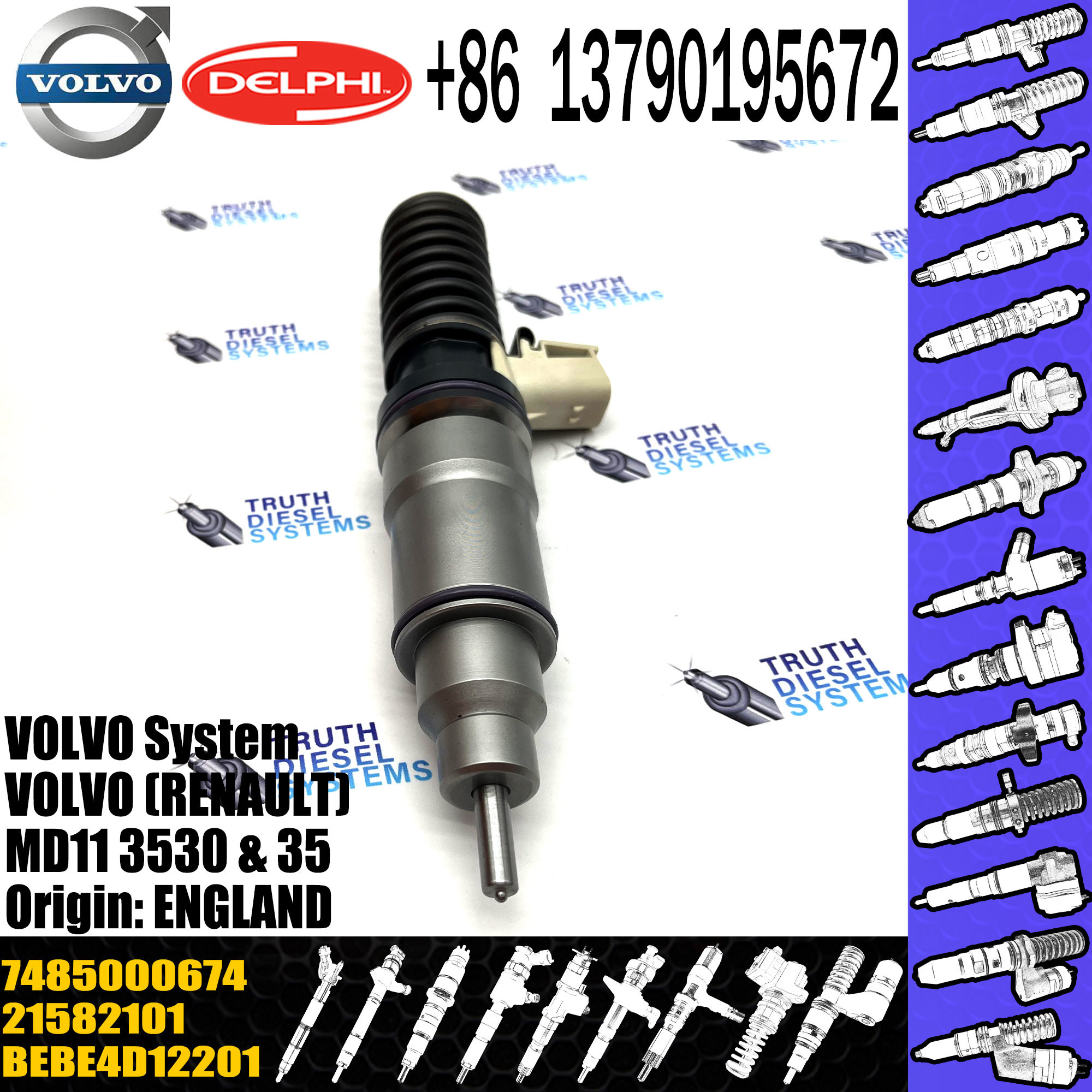 High Quality Diesel Fuel Injector 21582101 7485000674 BEBE4D12201 For VOL () MD11 3530 & 35
