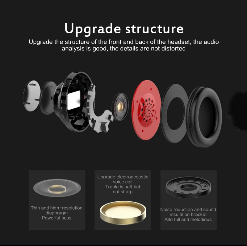 B39 Portable Folding Built-In FM Wireless Headphones With MIC Support TF Card Mp3 Player