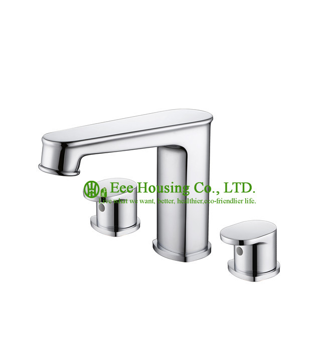 basin faucet,brass three-hole basin mixer,bathroom faucet,chrome finished,bathroom accessories
