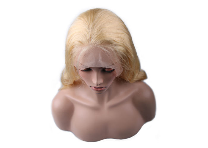 Blonde Human Hair Full Lace Wigs , Color 613# 18 inch Hair Extensions