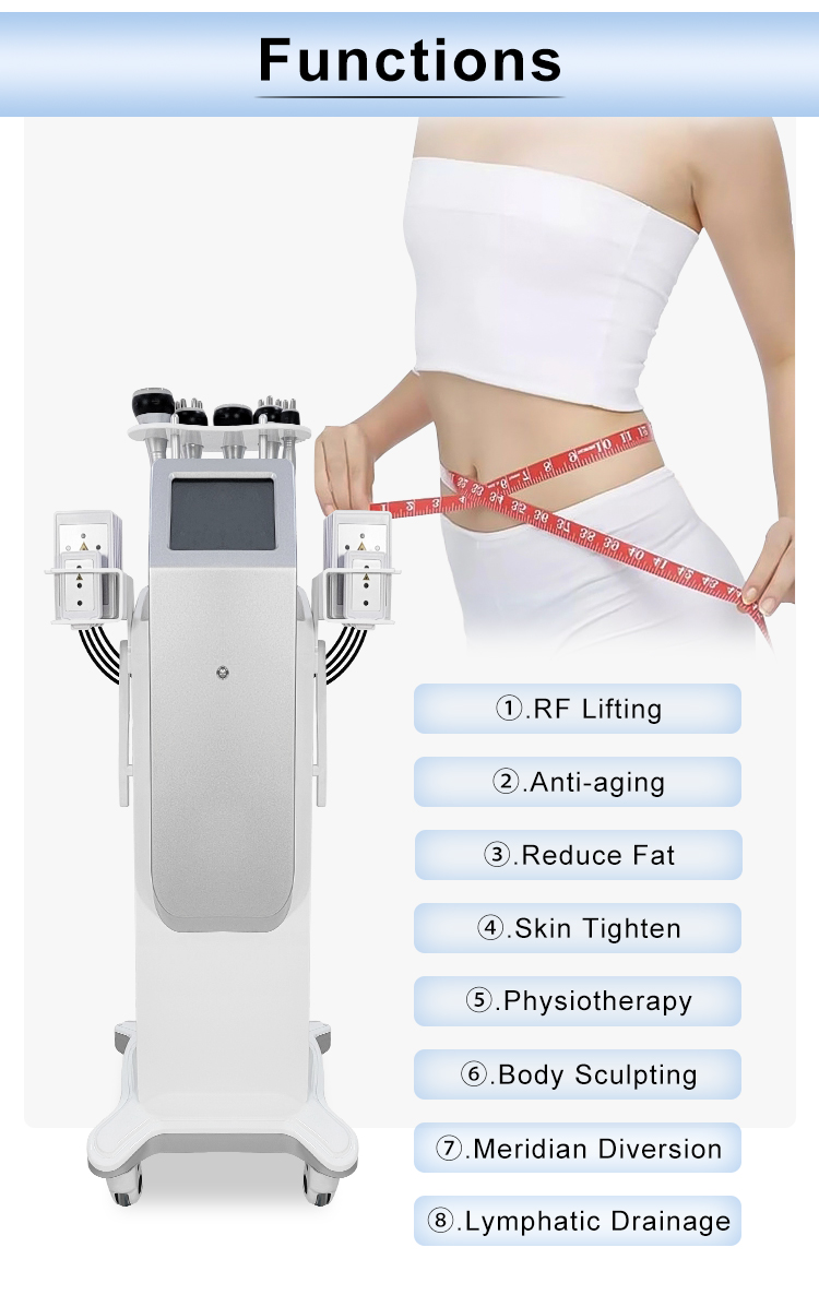AS84 OEM ODM 6 In 1 40k Cavitation Machine Cavitation Fat Burning Machine 5 Handles