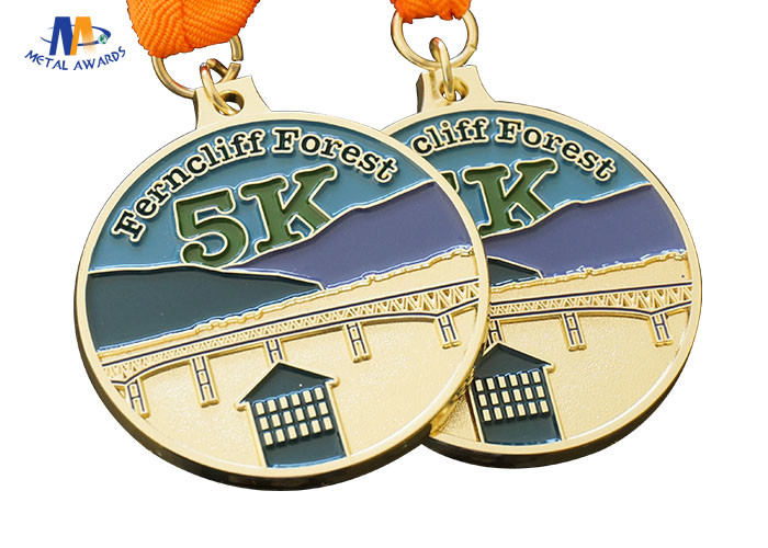 Zinc Alloy Custom 5K Race Medals 65*4MM Background Sandblast Medaillen