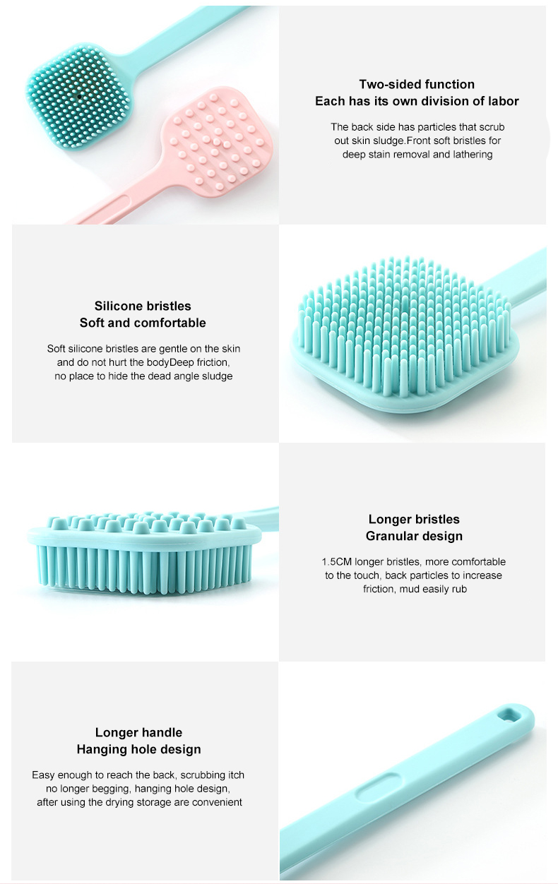 Sustainable Long Handle Silicone Exfoliate Back Brush For Shower