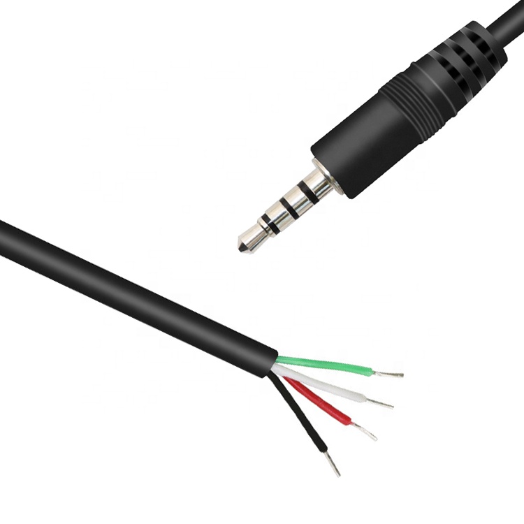 Custom 4 Poles TRRS 3.5mm Stereo Audio Jack to Stripped Pigtail Tinned Bare Wire End Cable