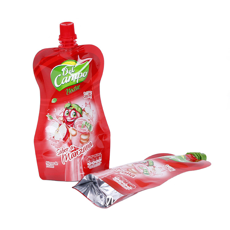 Food Grade Customized Plastic stand up plastic bag spout Top Beverage Bags drink bag with clear spout pouch