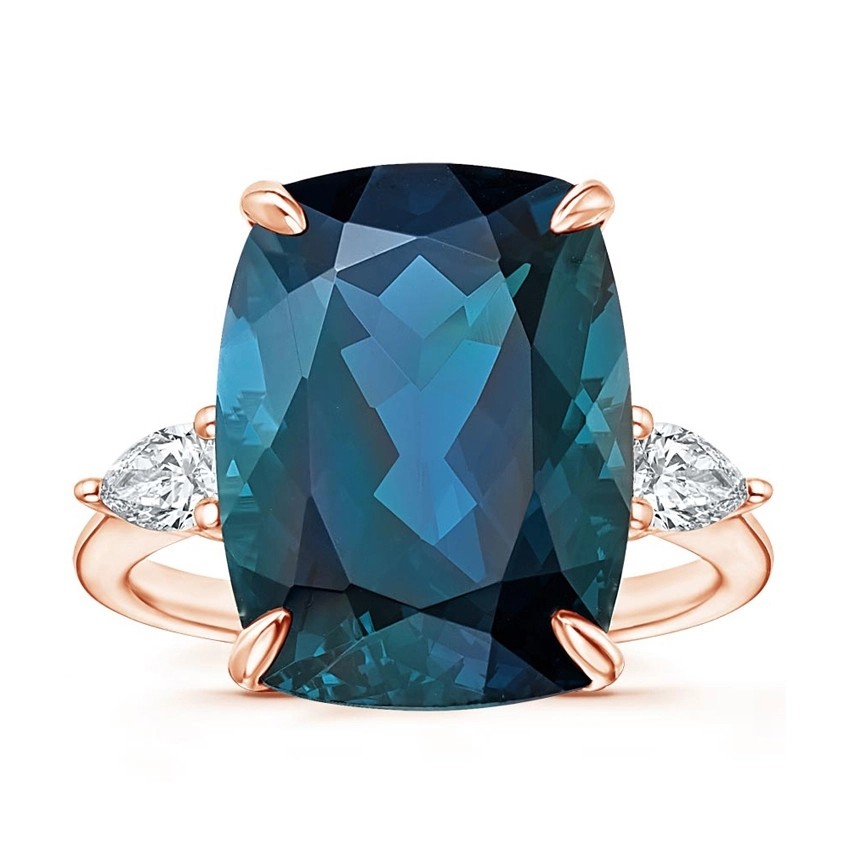Soiree London Blue Topaz And CZ Cocktail Engagement Ring Jewelry Certificated