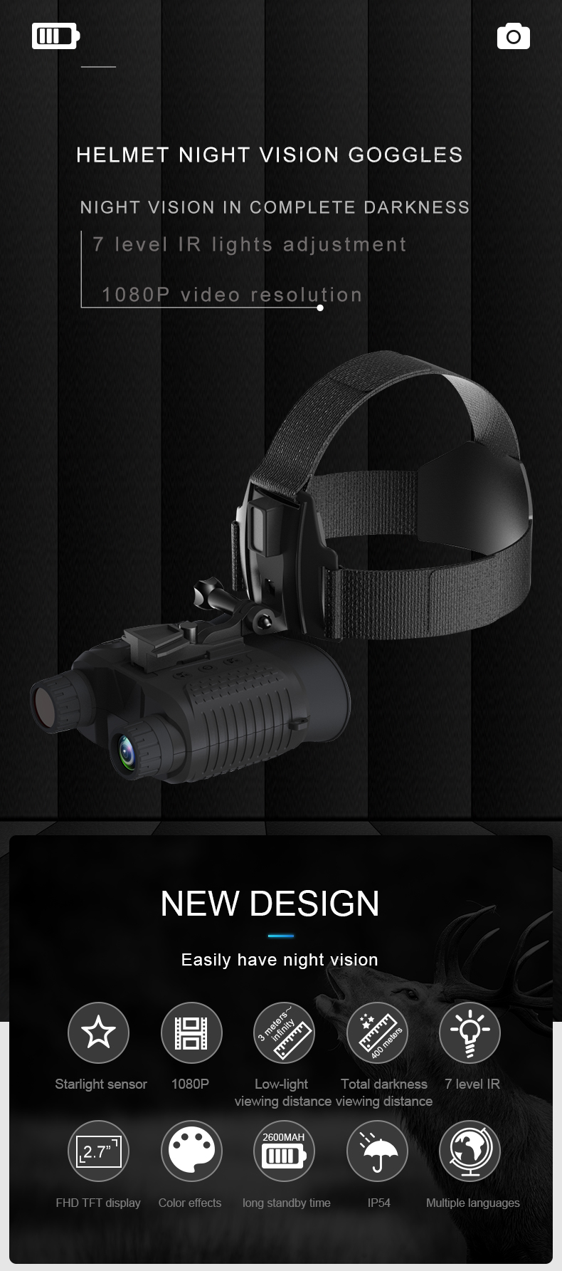 NV8160 Thermal Night Vision Binocular With Lcd Display 3w Ir Infrared Binoculars Telescopes Night Vision