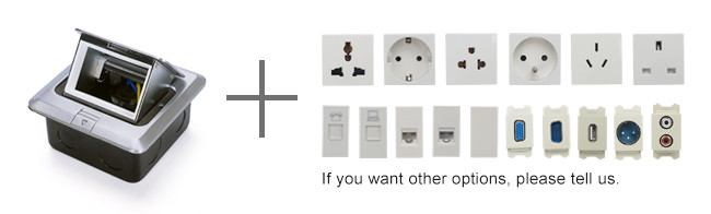 Home / Office Floor Mounted Power Sockets Square Shape Drawnench Silver Color