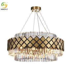  K9 Crystal Hanging Ceiling Light LED Brass Clear Modern Crystal Chandeliers Manufactures