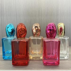 High End Square Bottom Blue Perfume Bottle with Box Customized 30mL 50mL Clear