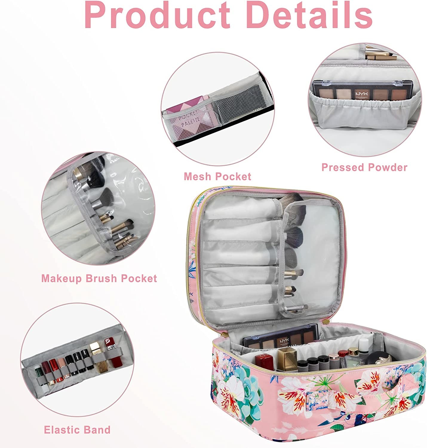 Extra Large Durable and Lightweight Makeup Bag Double Layer Makeup Organizer Water Resistant Makeup Brush Bag