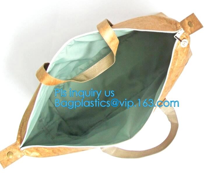 Custom Tyvek Paper Zipper Cosmetic Makeup Bag With Leather Handle,untearable tyvek zipper cosmetic bag,Environmentally f