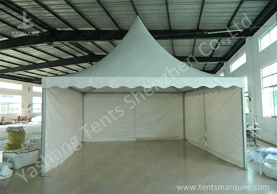 Water Repellent Aluminum Alloy Frame High Peak Tents White PVC Fabric Cover