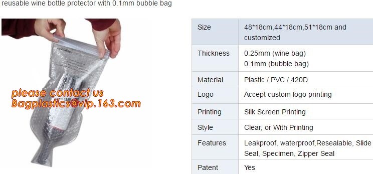 Bottle Protector Bubble Travel Bag,Travel Trip Bag With Bubble Inside And Double Zip lockks,Sleeve Travel Bag - Inner Skin