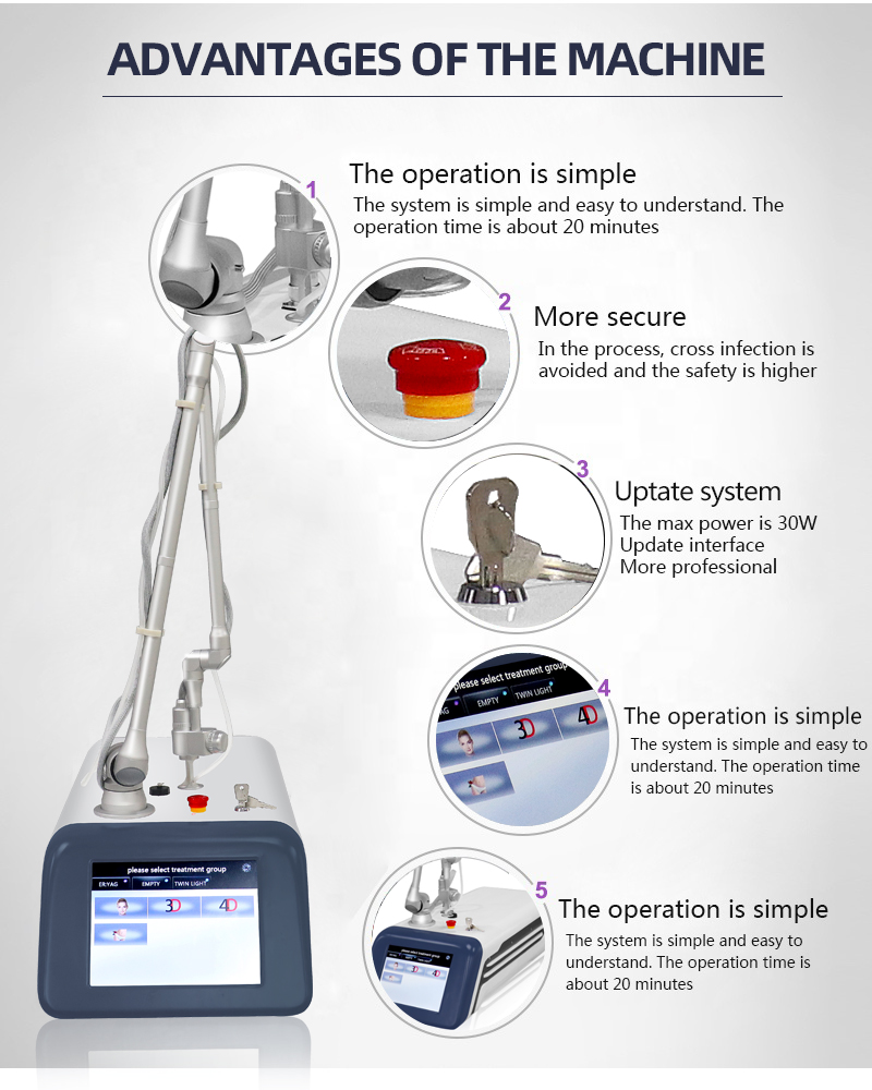 20mm Spot Fractional Co2 Laser Machine for Acne Removal and Skin Rejuvenation
