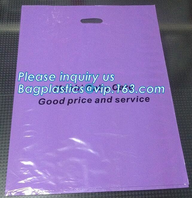 Custom logo HDPE / LDPE patch handle die cut plastic shopping bag for carrying bread,Die Cut Handle Shopping Bag bagease