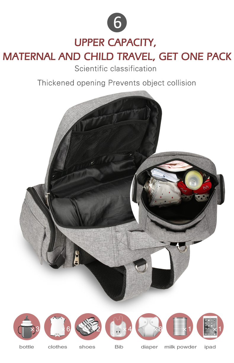 Oxford Diaper Travel Pouch Bag Backpack With Usb Charging Port 0.9kg