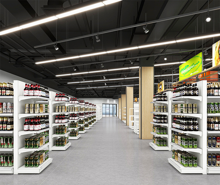 Customized Supermarket Display Shelving With Sturdy Structure And Personalized Colors
