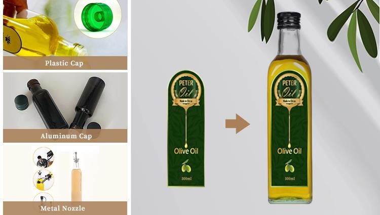 250ml Edible Vinegar Glass Oil Bottle Clear Amber Green OEM