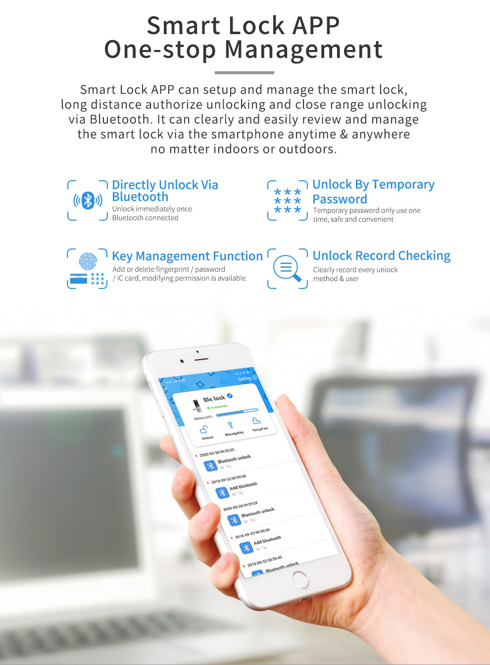 Glomarket Smart Door Lock Fingerprint Intelligent Zinc Alloy Lock with Smart Lock WiFi Tuya APP for Home