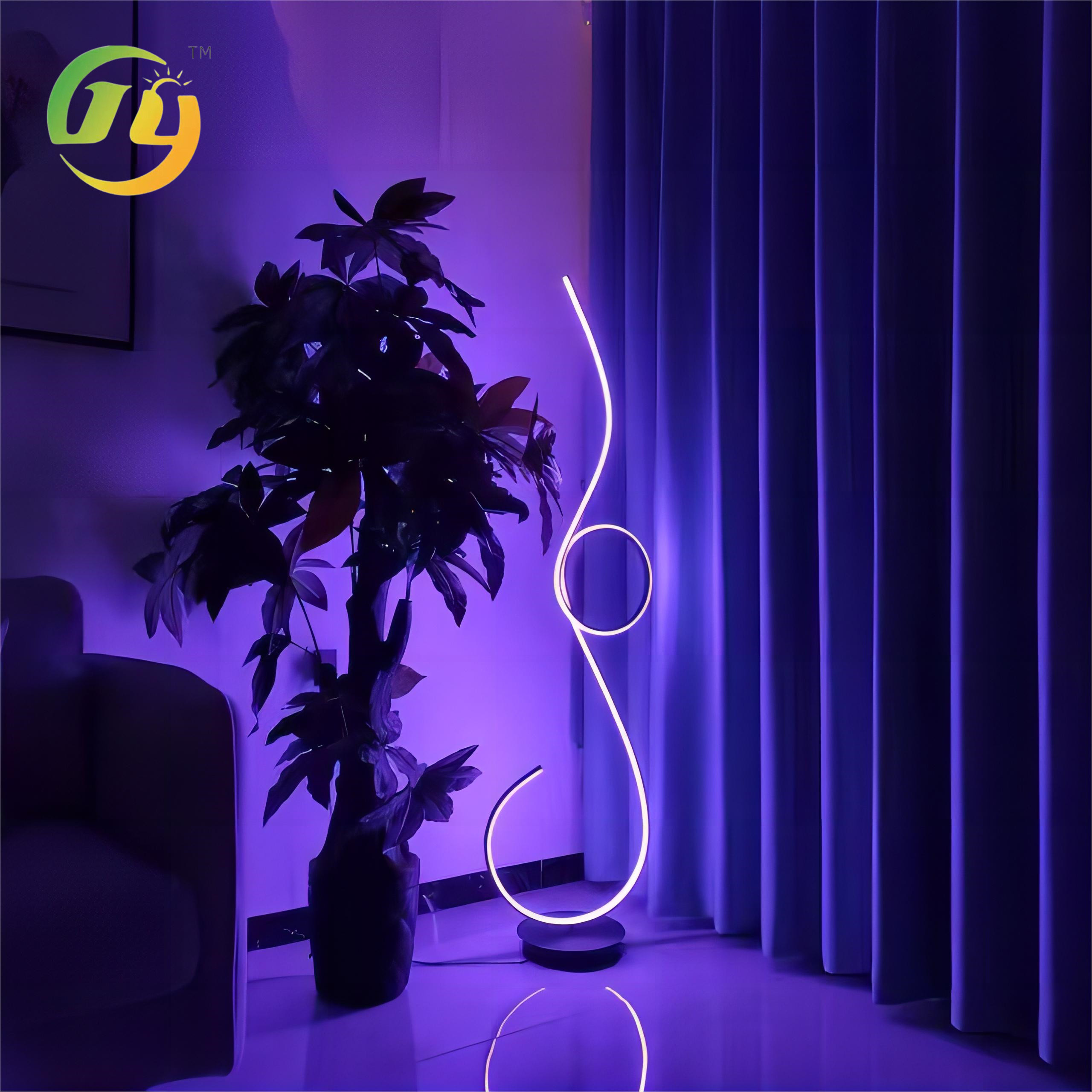 Hotel Living Room Modern RGB Dance Floor Light Black Gold Standing LED Double Spiral Linear Floor Lamp