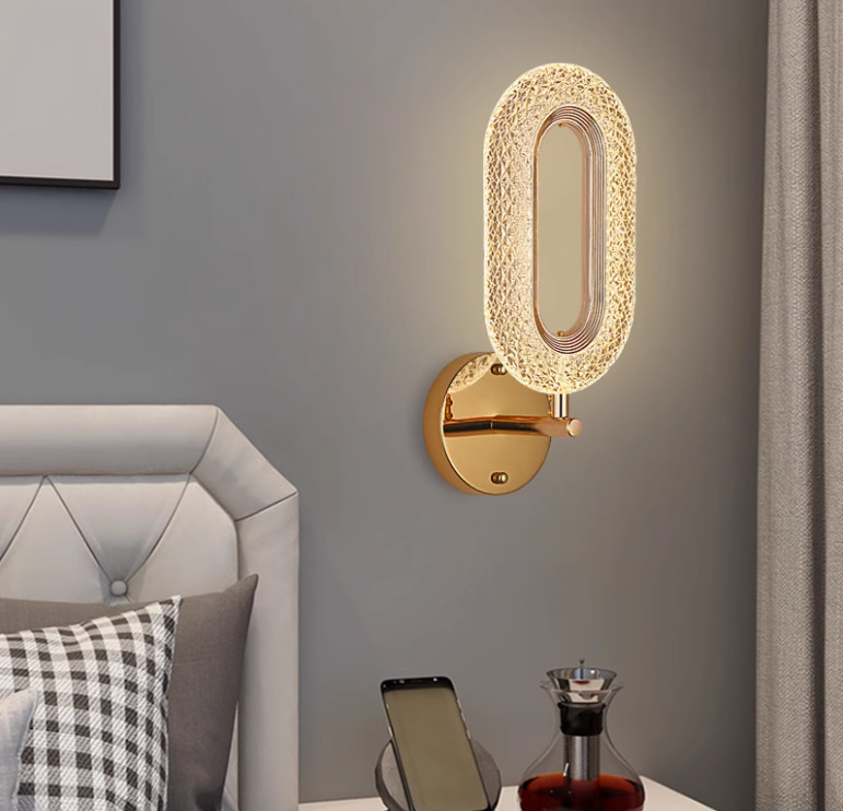 Wall lamp bedroom bedside lamp simple modern living room background wall lamp Nordic light luxury creative villa hotel corridor lamp