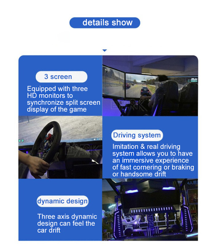 Three Screen 9D VR Simulator Racing Car Virtual Reality Game Machine