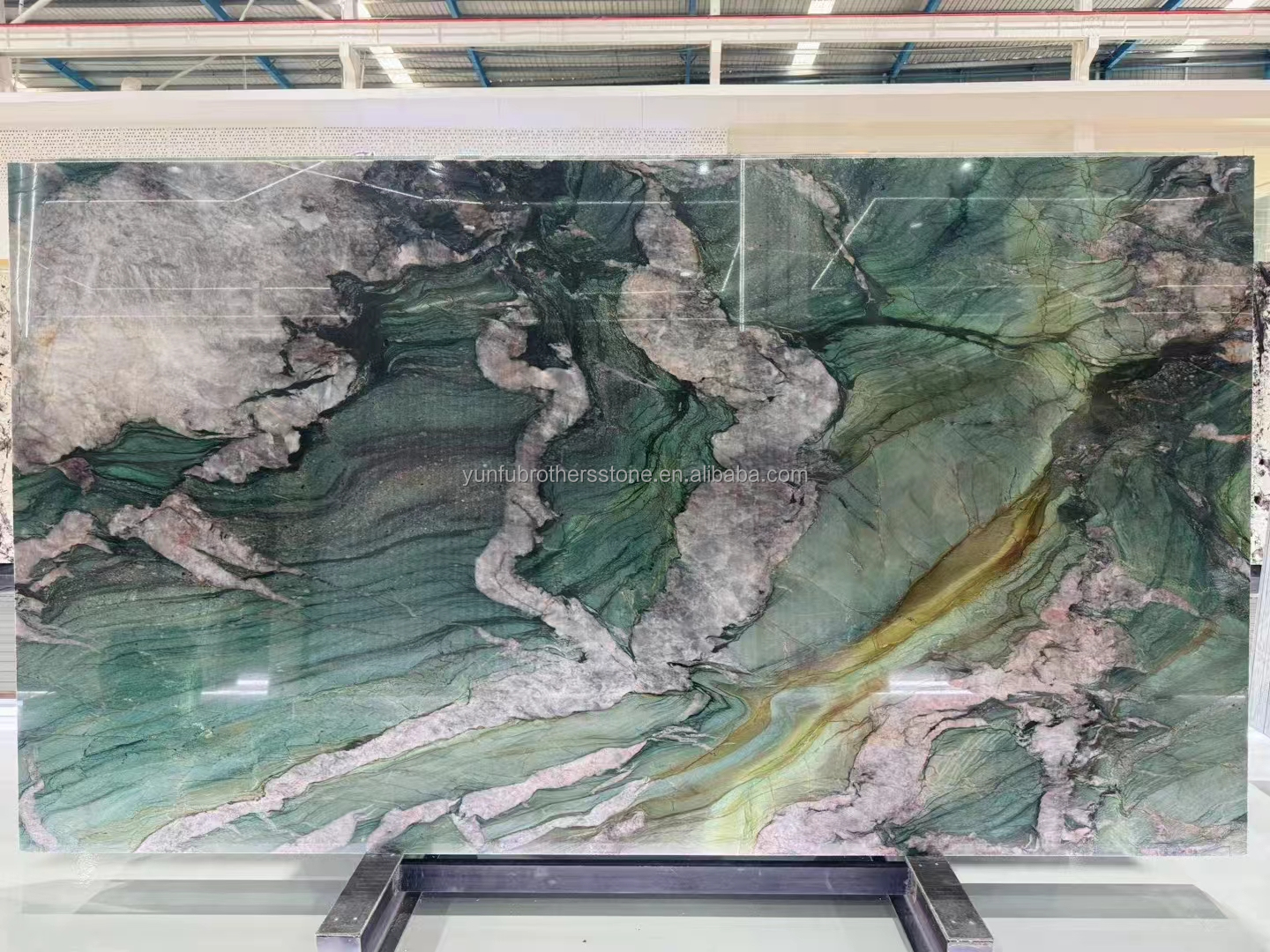 Modern Calcite Marble Flooring Bata Emerald Green Quartzite Slab for Hotel Wall Panel