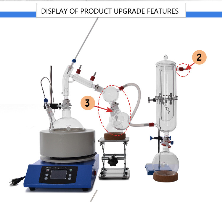40W 2L Double Short Path Distillation Equipment 100rpm