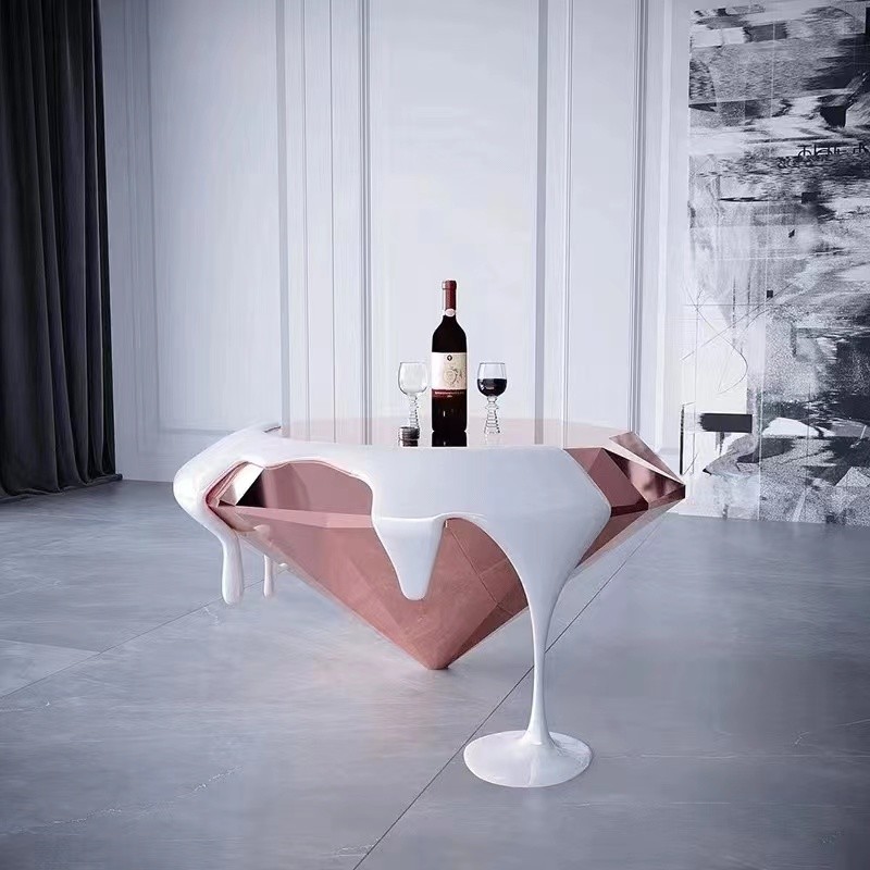 Multi Colour Fiberglass Coffee Table Unique Italian Design Diamond Lava Shape