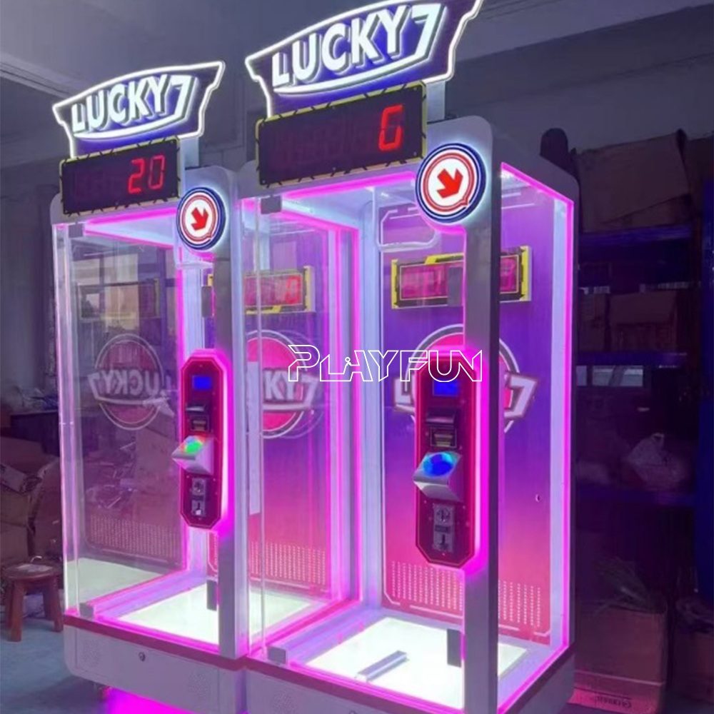Arcade Coin Operated Game Machine Shopping Mall Lucky 7 Cut Prize Big Dolls Prize Scissors Cutting Game Machine