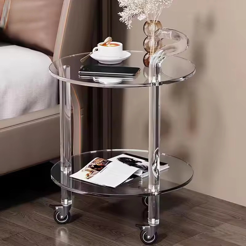 Clear Assembled Acrylic Rolling Cart With Wheels For Dinning Room Bedroom storage