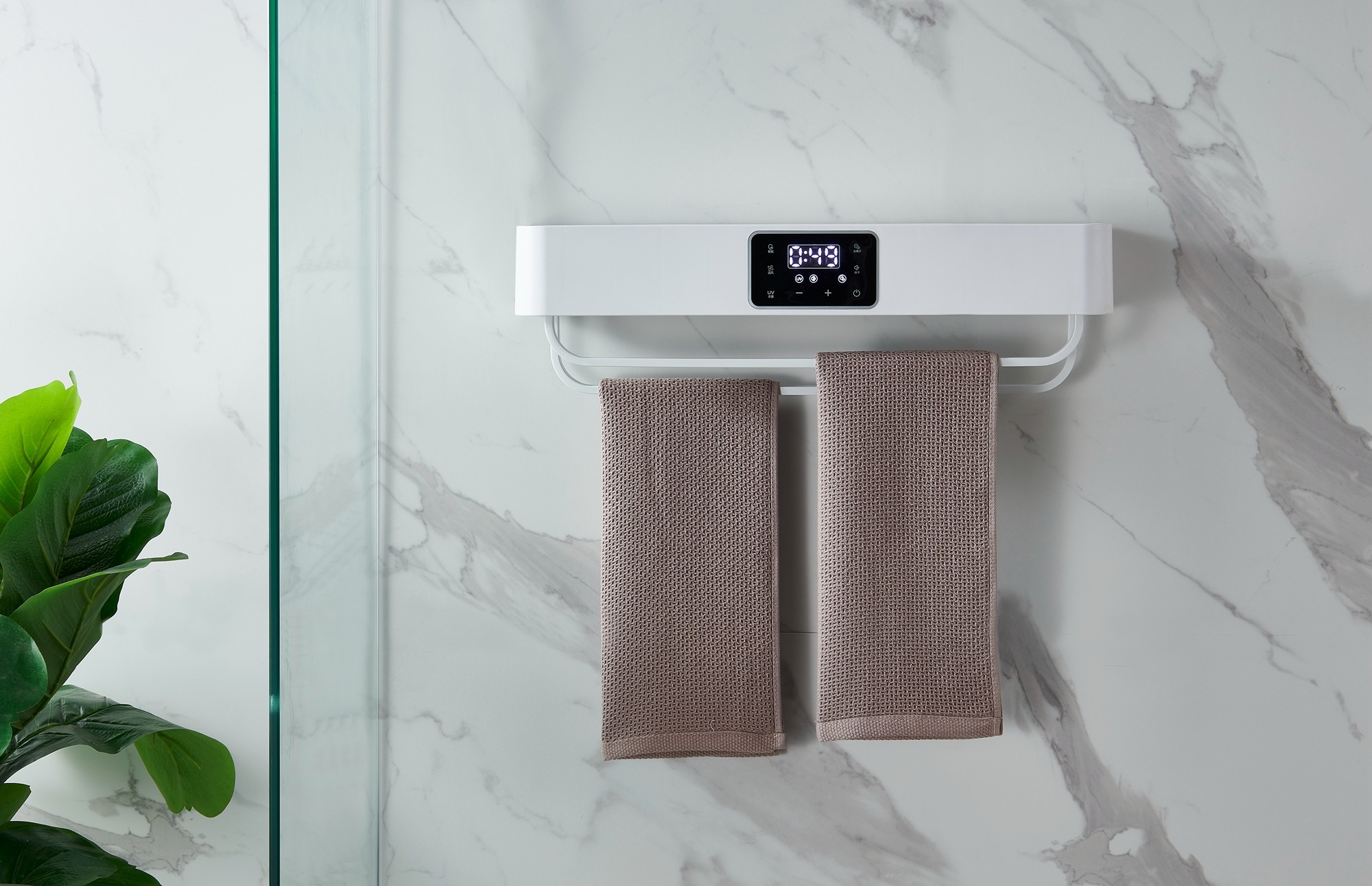 Wall Mounted Electric Heated Black Bath Towel Drying Rack Towel Warmer With Disinfection