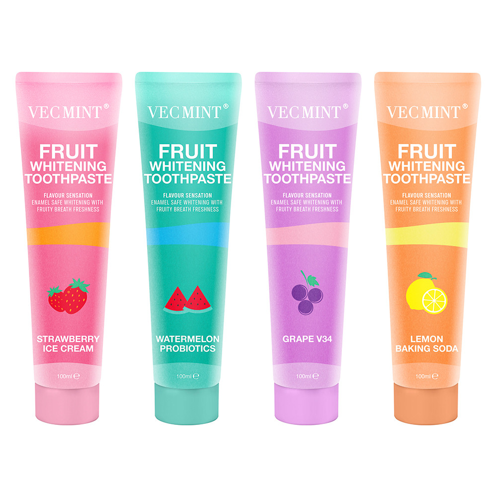 Fruit Flavor Whitening Toothpaste All Ages Herbal Blend Custom Packaging