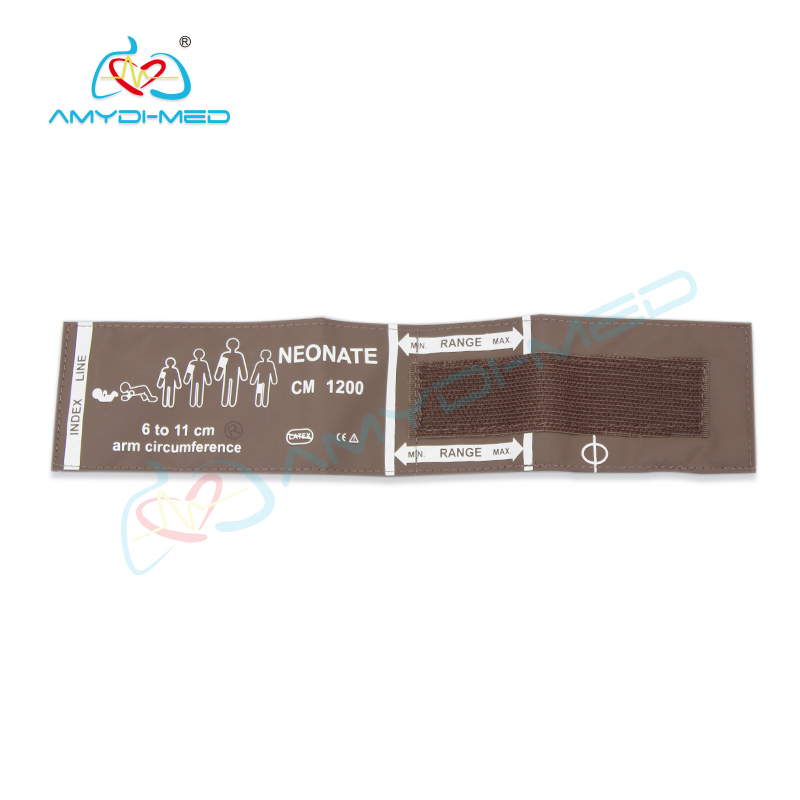 Class I Surgical Supplies Reusable Adult Nibp Cuff PU Brown Bladder PU 11cm Neonatal Nibp Cuff