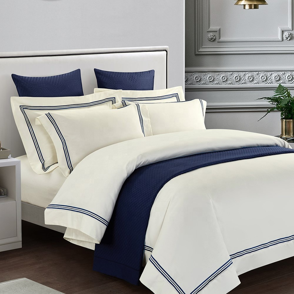 Poly Cotton Hotel Comfort Sheet Quilt Cover Pillowcase Set for 2.2m 7 feet Bed