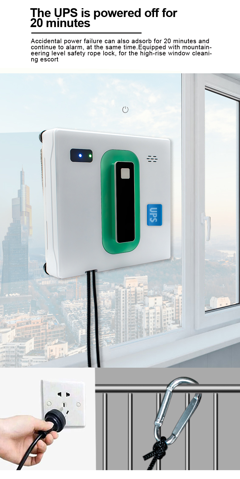 2500Pa Suction aborb App-Controlled Fine Filtration Window Cleaning Robot for Home