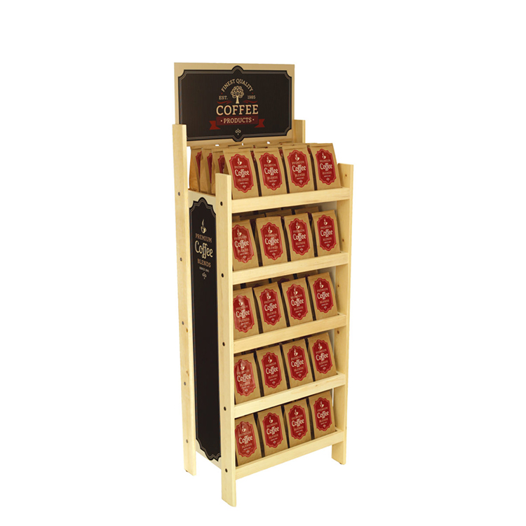 Classical Wine Bottle Display Stand Wooden Coffee Bag Display Rack