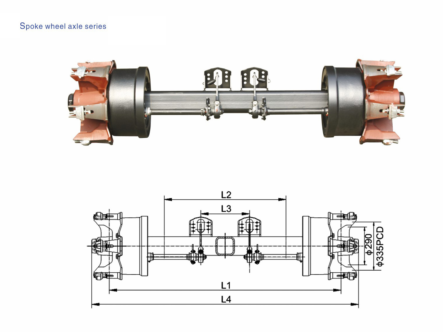 Durable International Truck Parts Non - Driving Axle Spoke Wheel Trailer Axle