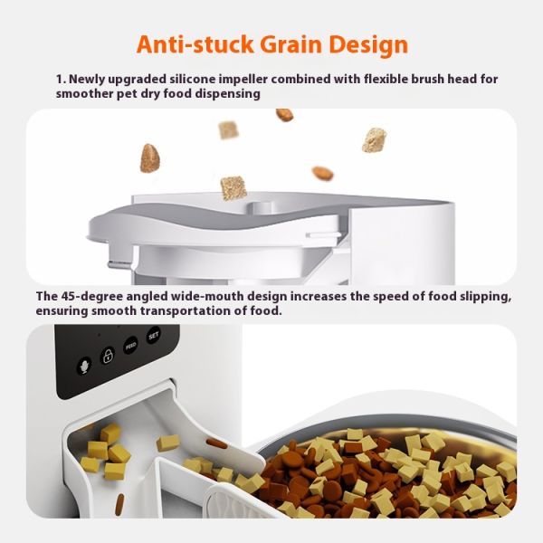 6L Video Edition Automatic Pet Feeder Solid Pattern Double Feeding Eco-Friendly Plastic Battery Charging Capabilities Adjustable