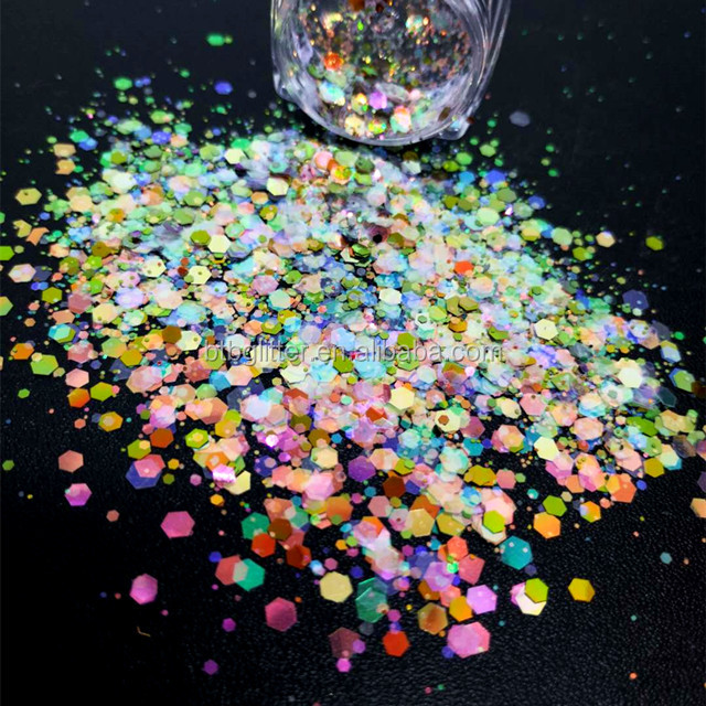 1 color Die cutting printing Chunky Glitter Shape Glitter Colorful Bright Chunky Mix