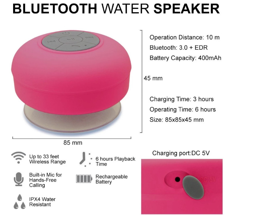 2018 Hottest BTS06 wireless mini suction shower waterproof bluetooth speaker