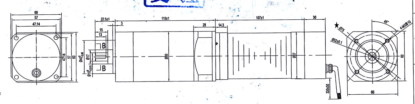 57BL643-001AG125 Nema23 Brushless Gearbox Motor 24V 125:1 38N.M 30rpm